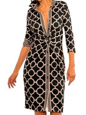 Gretchen Scott Womens Twist And Shout Dress Dip & Dot Print XS Stretch $239